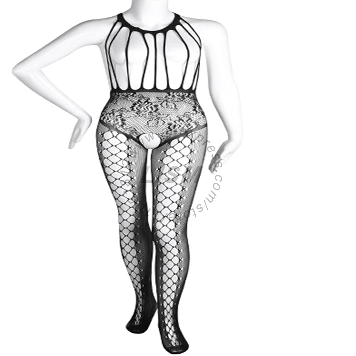 Bodystocking Fishnet - LISM Body sexy à col licou,